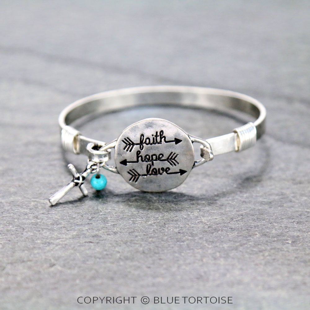 "FAITH, HOPE, LOVE" Wire Bracelet