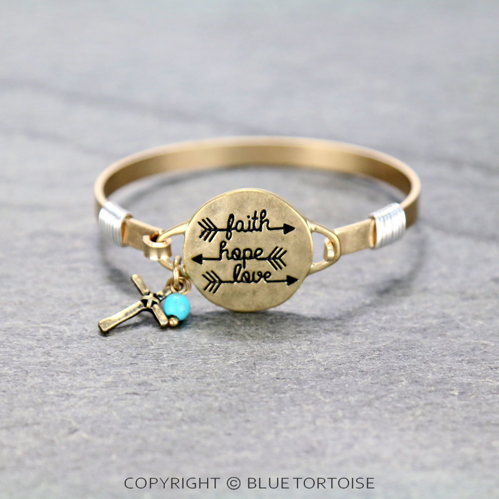"FAITH, HOPE, LOVE" Wire Bracelet