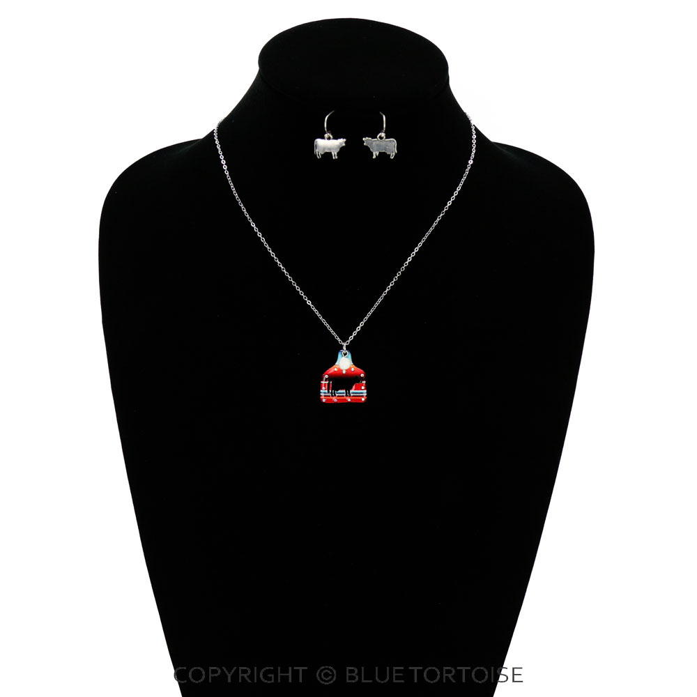 Cattle Tag Cow Cutout Necklace Set - Image 2