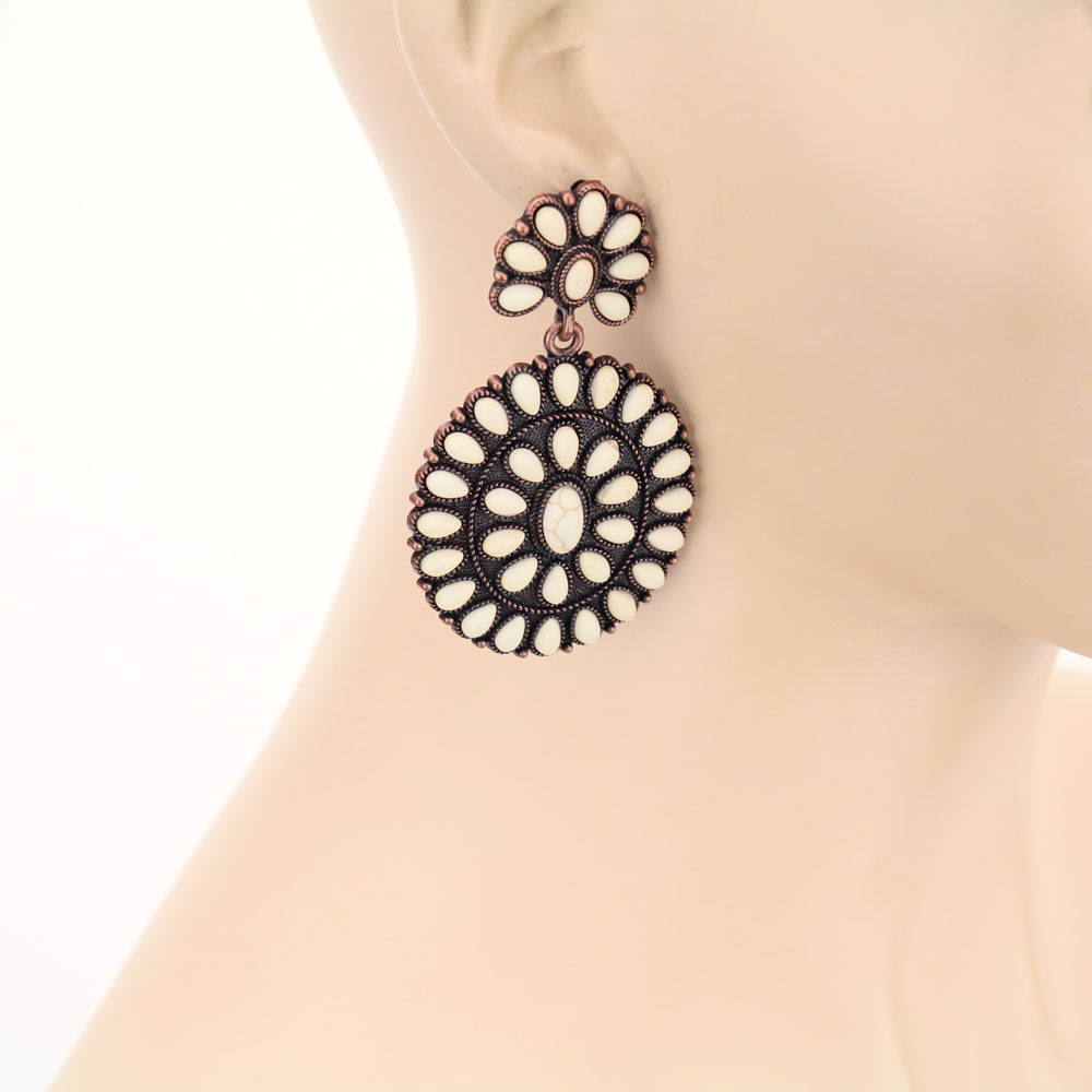 Western Concho Stone Post Earrings - Image 2