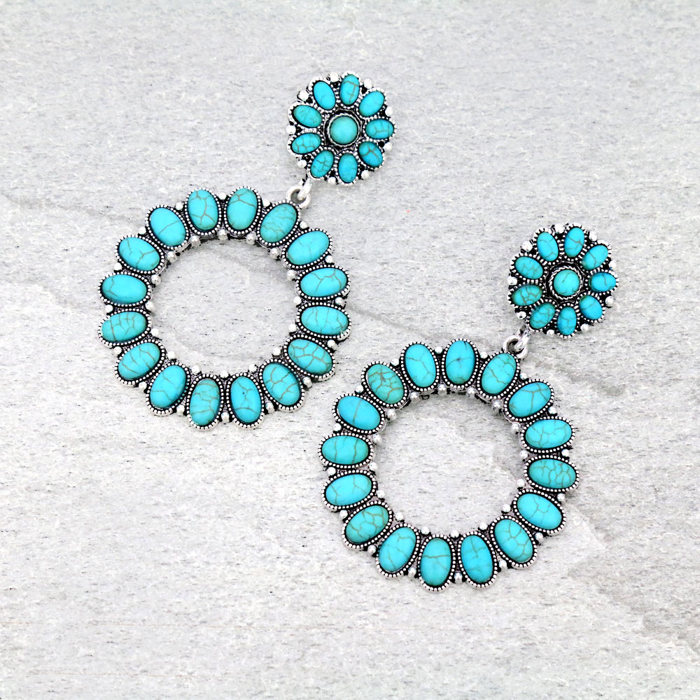 Western Circle Stone Post Earrings
