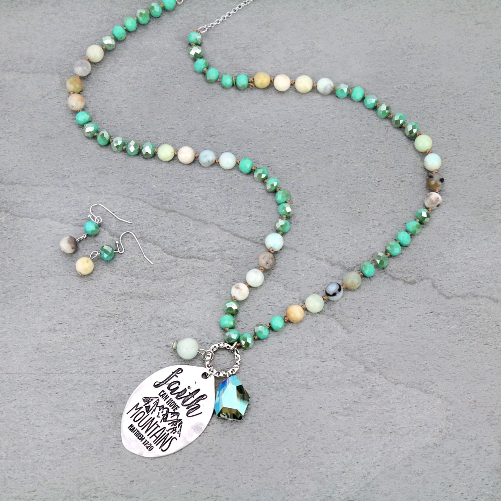 "FAITH CAN MOVE" Semi Long Necklace Set