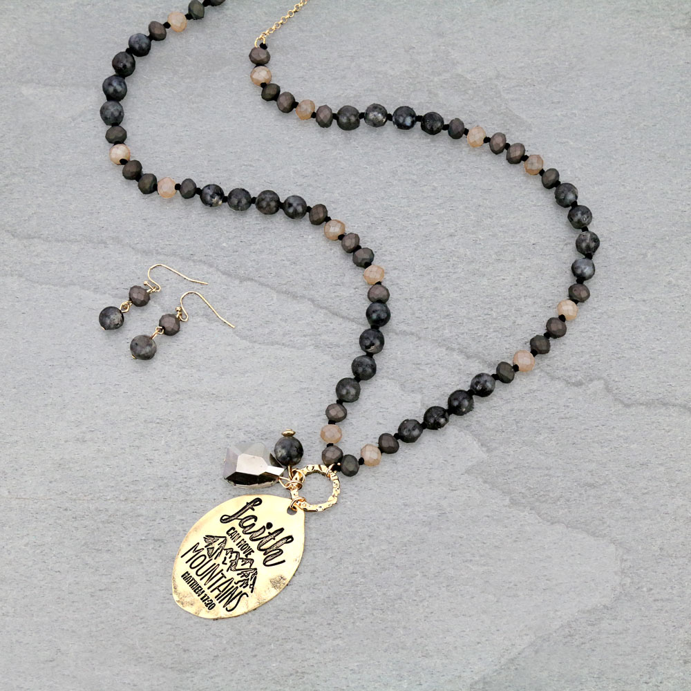 "FAITH CAN MOVE" Semi Long Necklace Set