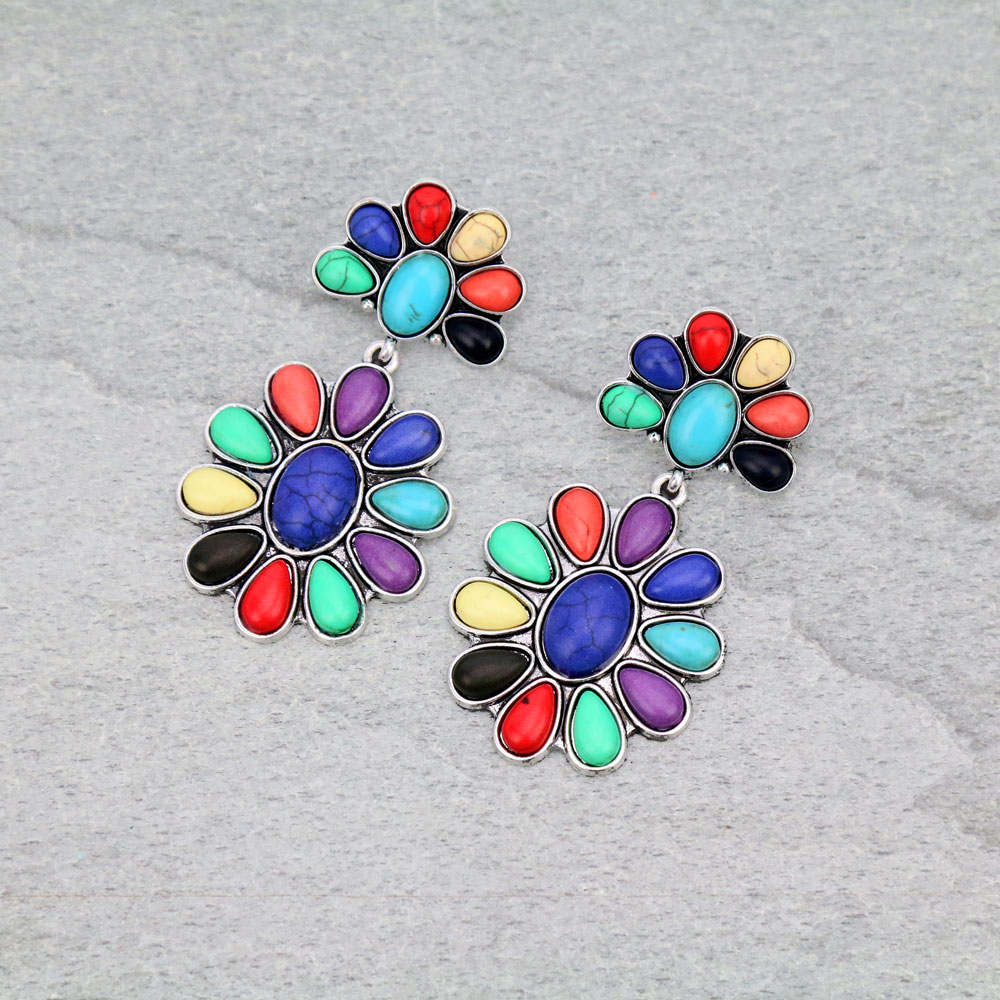 Western TQ Flower Post Earrings