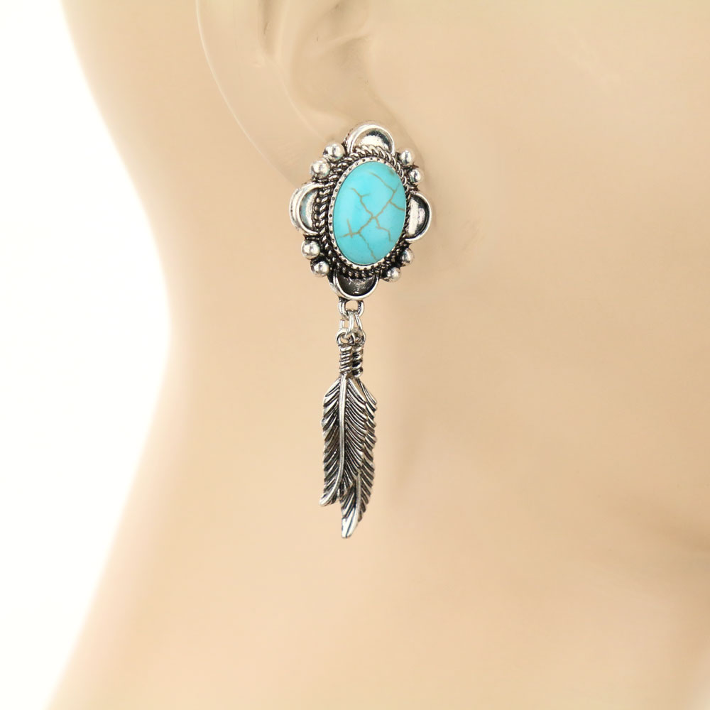 Western Feather Stud Earrings - Image 2