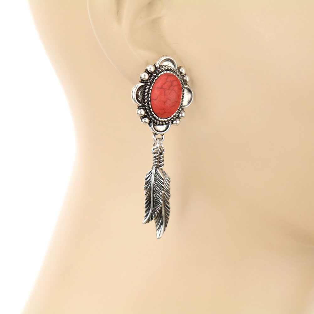 Western Feather Stud Earrings - Image 2