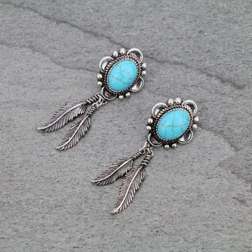 Western Feather Stud Earrings