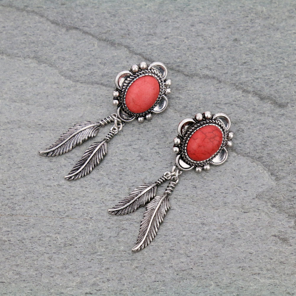 Western Feather Stud Earrings