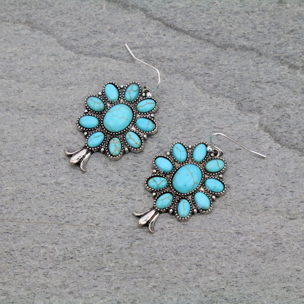 Western Single Squash Blossom Dangle Earrings
