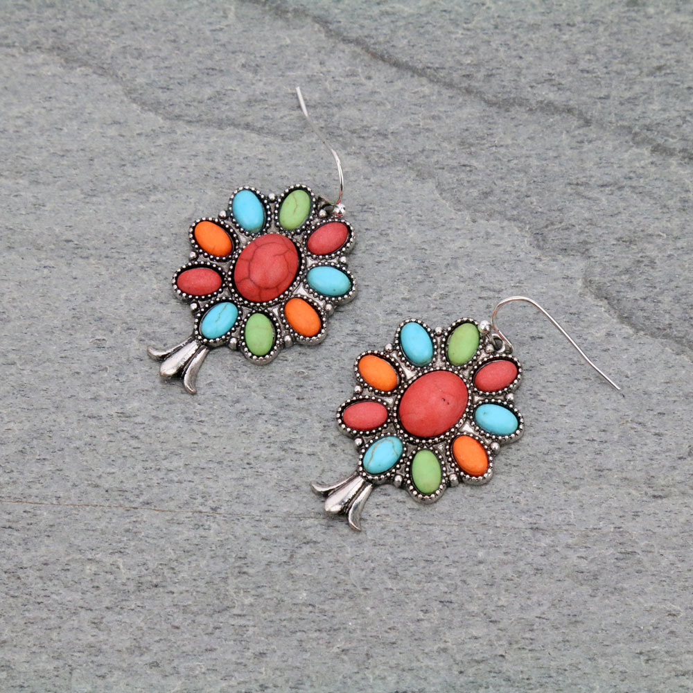 Western Single Squash Blossom Dangle Earrings