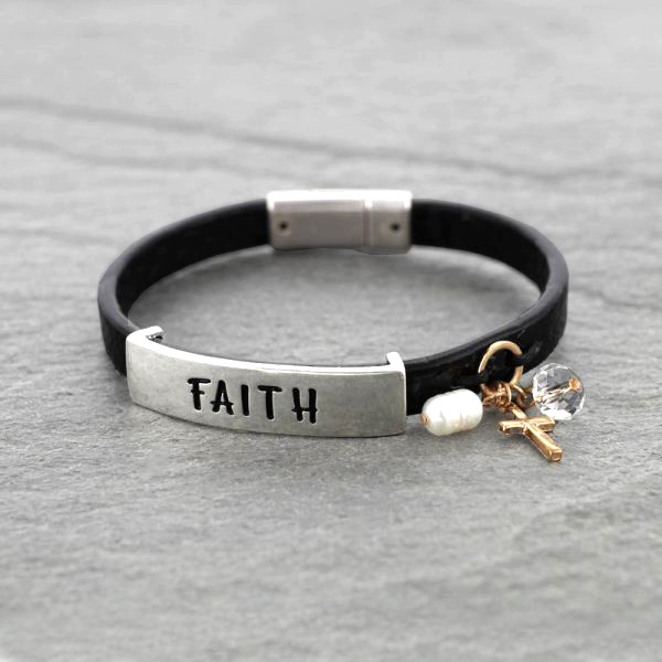 "Faith" Snake Skin Magnetic Leather Bracelet
