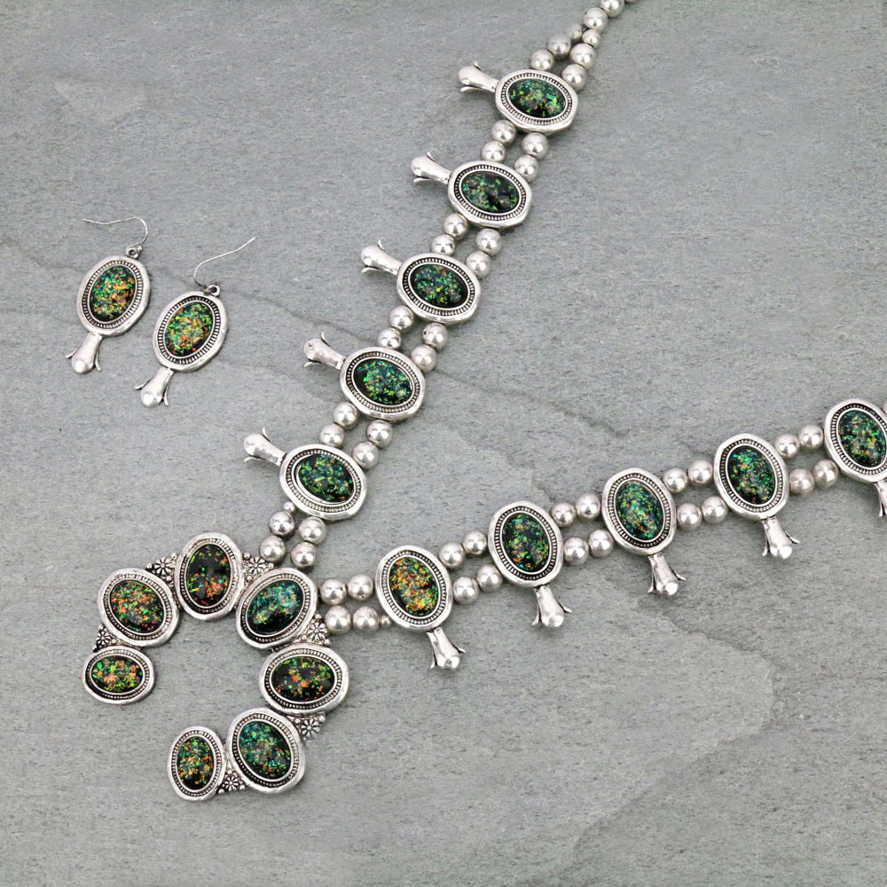 Western Navajo Style Squash Blossom Necklace Set