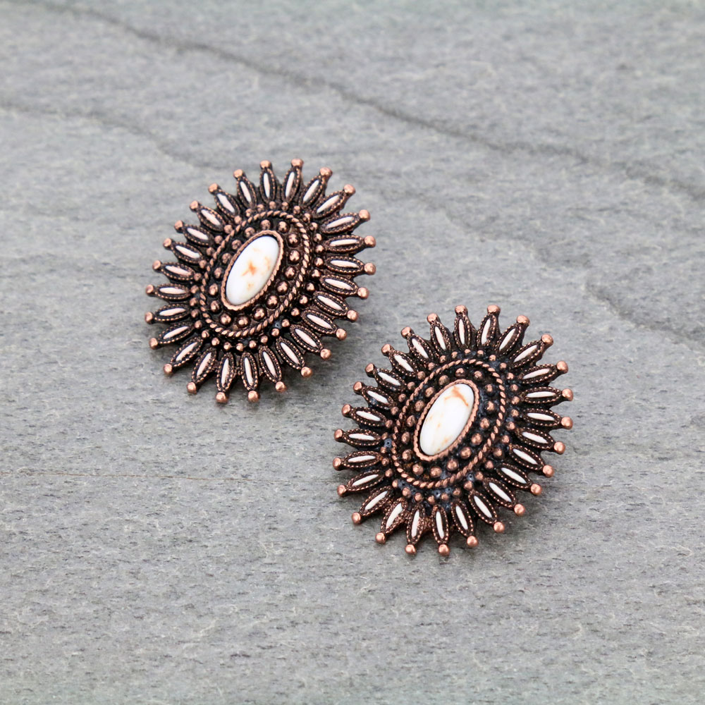 Western Concho Cluster Stud Earrings