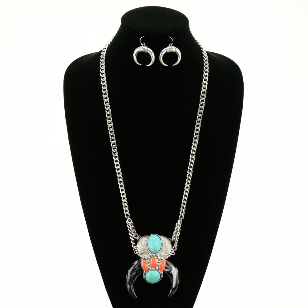 Squash Blossom Pendant Necklace Set - Image 2