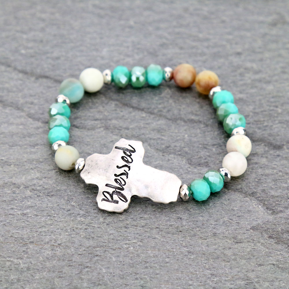 "BLESSED" Semi Precious Stretch Bracelet