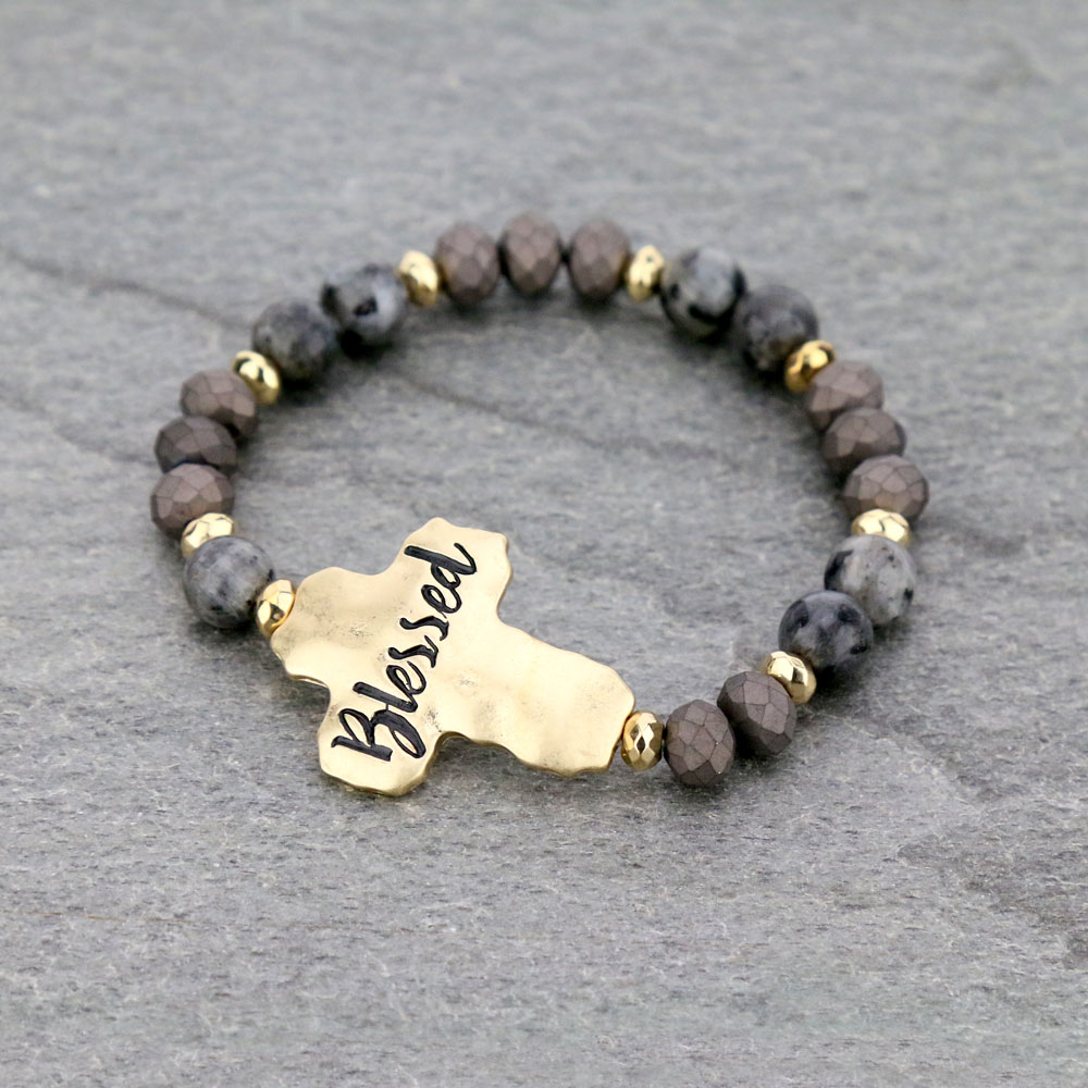 "BLESSED" Semi Precious Stretch Bracelet