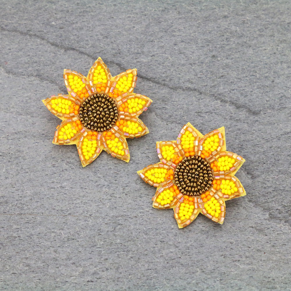 Sunflower Seed Bead Stud Earrings