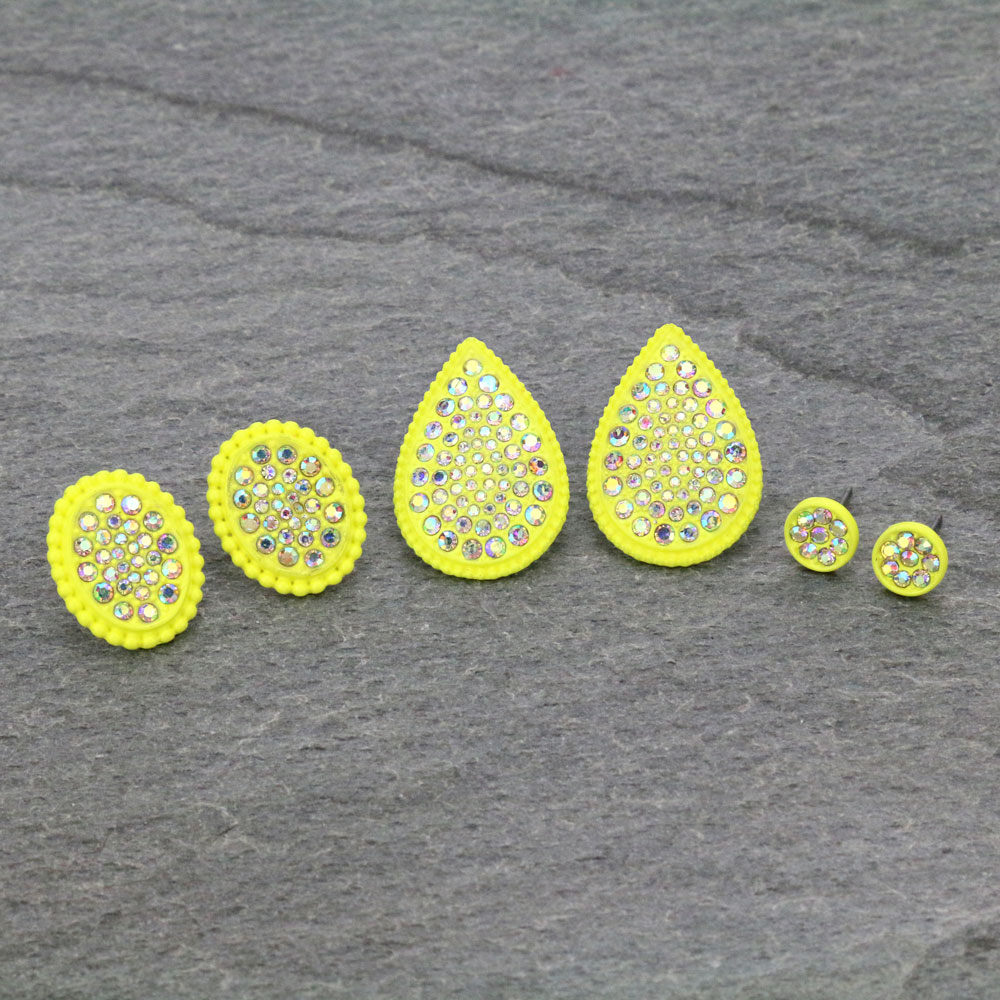 3 Pair Stone Earring Set