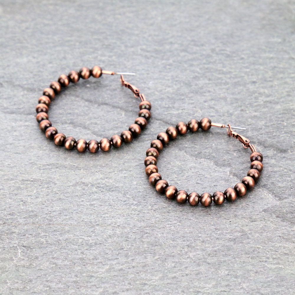 Navajo Style Pearl 50mm Hoop Earrings