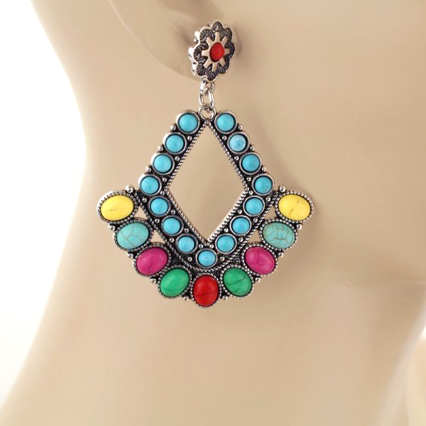 Western Stone Chandelier Post Earrings - Image 2