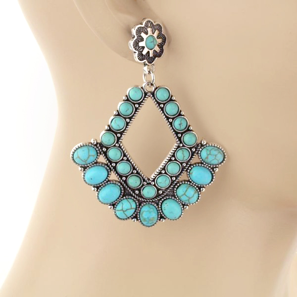 Western Stone Chandelier Post Earrings - Image 2