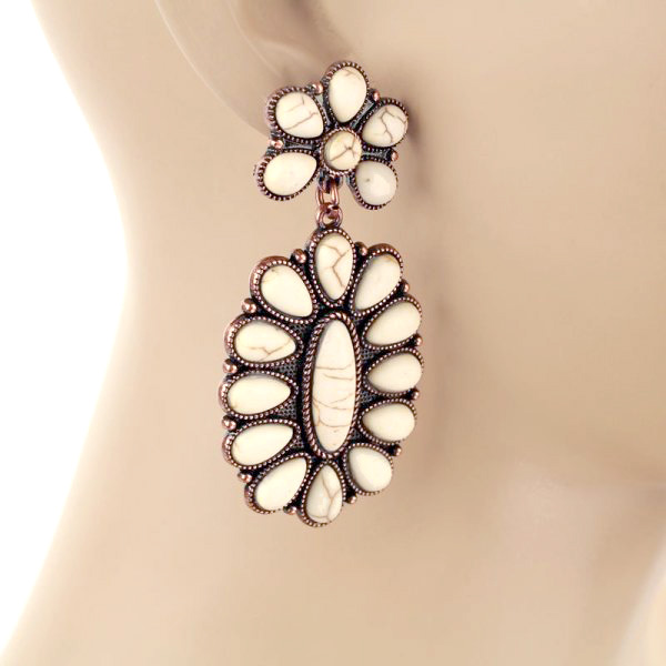 Western Concho Stone Stud Earrings - Image 2