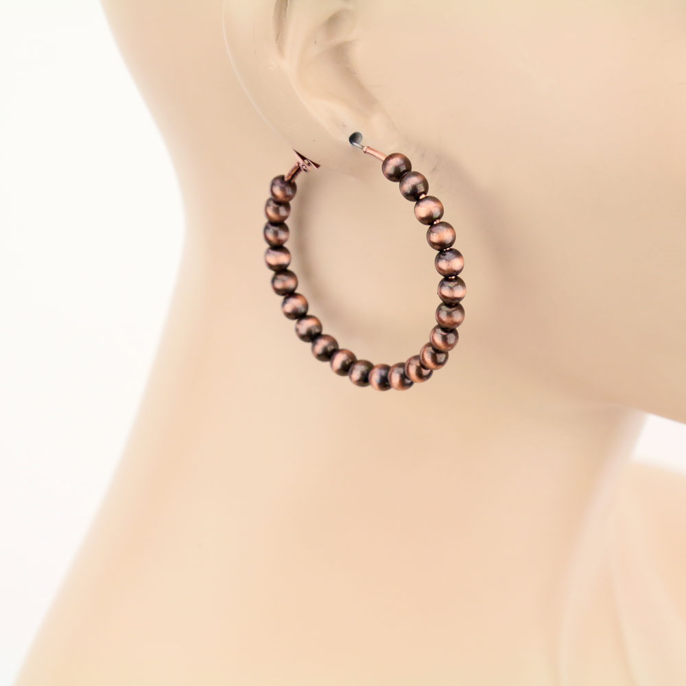 Navajo Style Pearl 50mm Hoop Earrings - Image 2