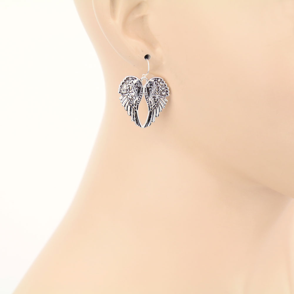 Western Angel Wing Dangle Earrings - Image 2