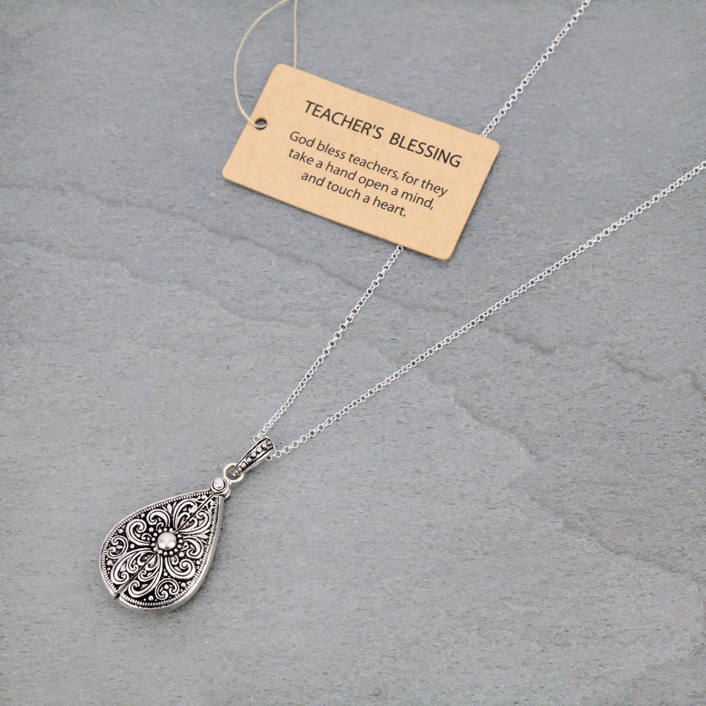 Message Locket "Teacher's Blessing" 33" Necklace
