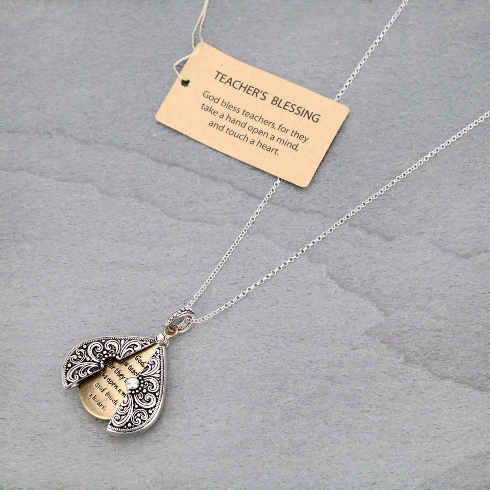 Message Locket "Teacher's Blessing" 33" Necklace - Image 2