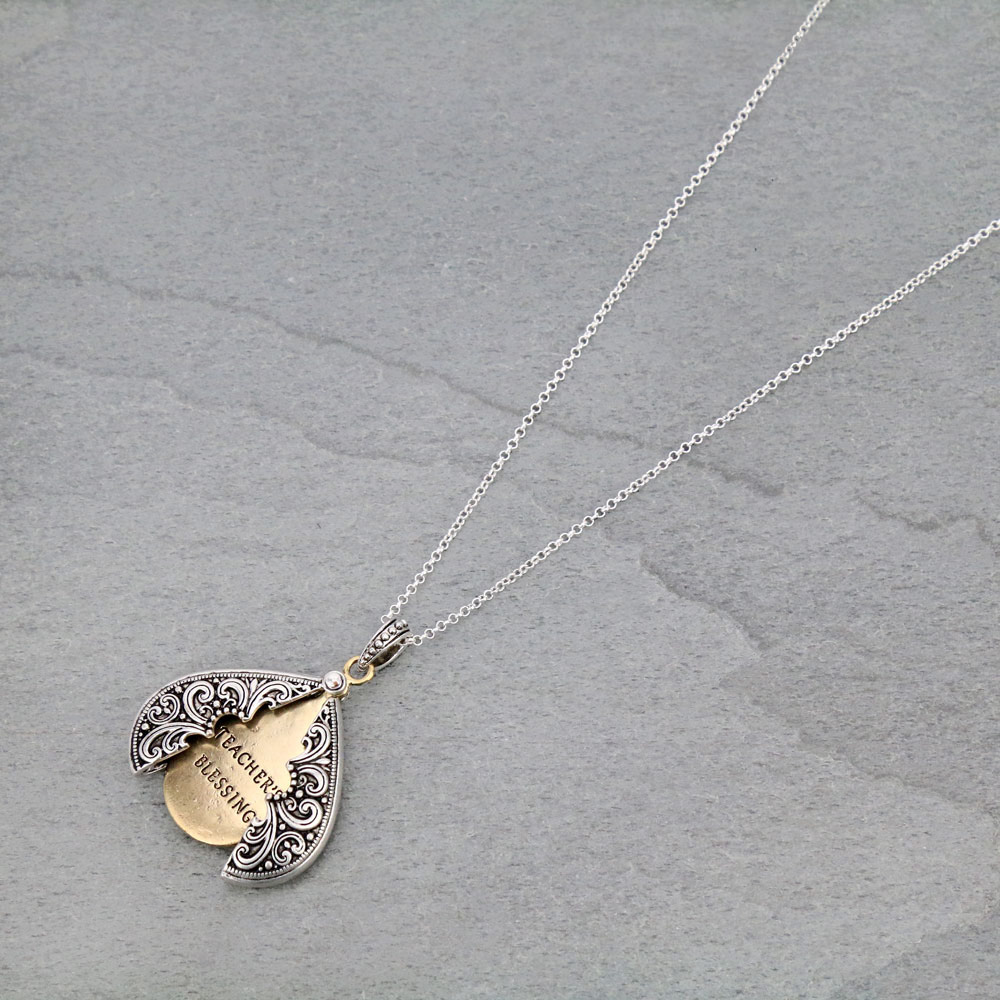Message Locket "Teacher's Blessing" 33" Necklace - Image 3