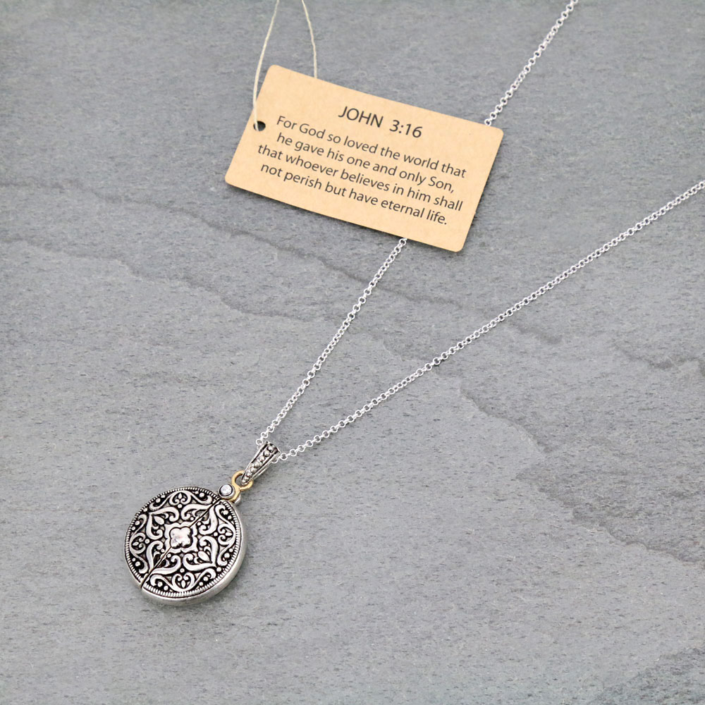 Message Locket "John 3:16" Necklace