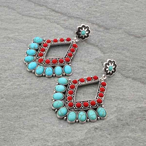 Western Stone Chandelier Post Earrings