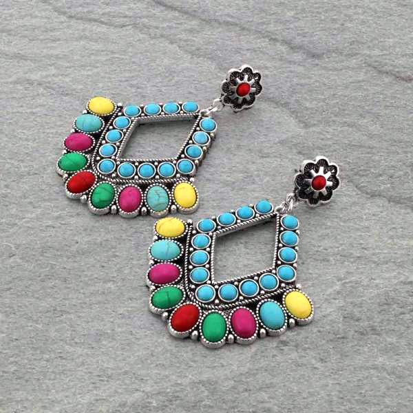 Western Stone Chandelier Post Earrings