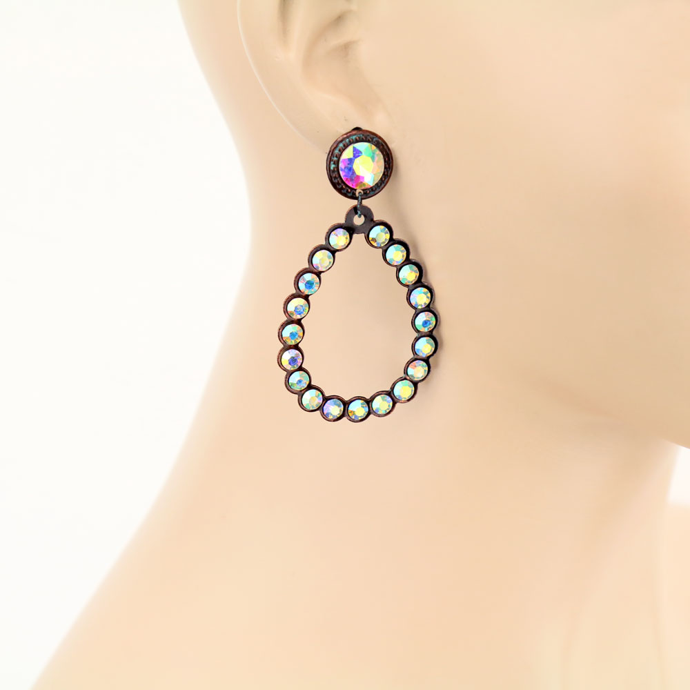 Teardrop Stone Stud Earrings - Image 2