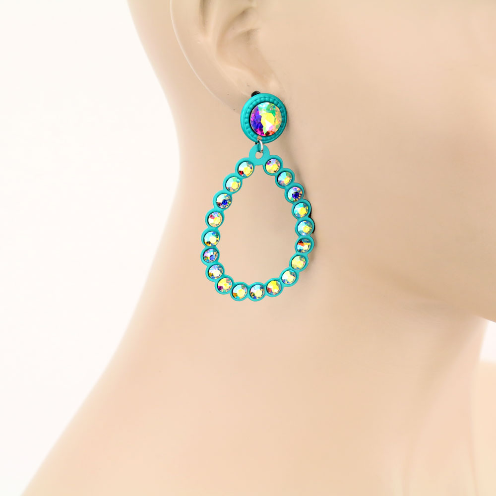 Teardrop Stone Stud Earrings - Image 2