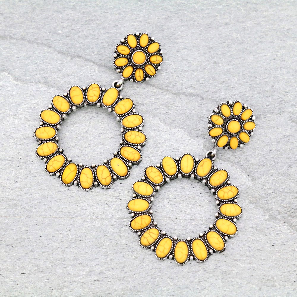 Western Circle Stone Post Earrings