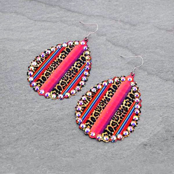 Teardrop Printed Fish Hook Earrings