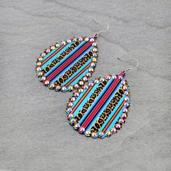 Teardrop Printed Fish Hook Earrings