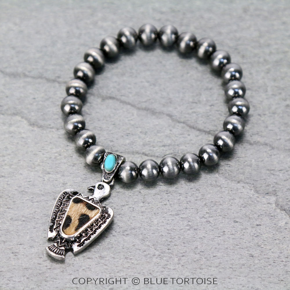 Genuine Leather Thunderbird Fur Stretch Bracelet