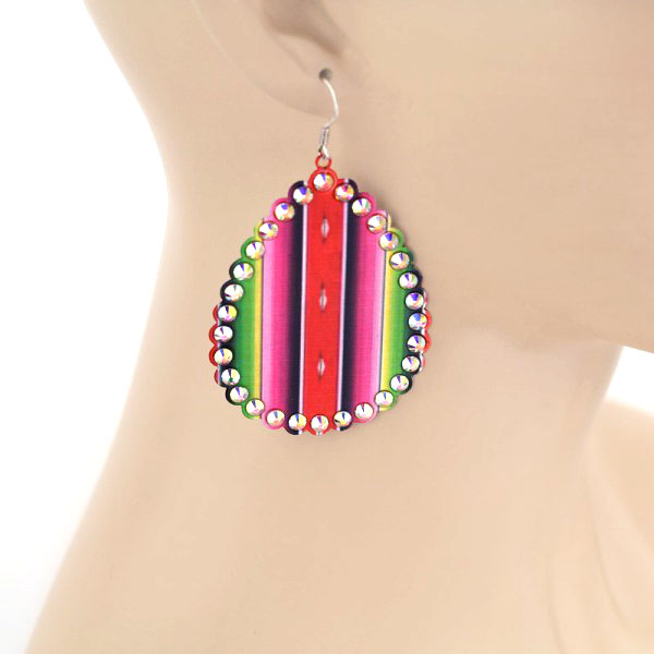 Teardrop Printed Fish Hook Earrings - Image 2