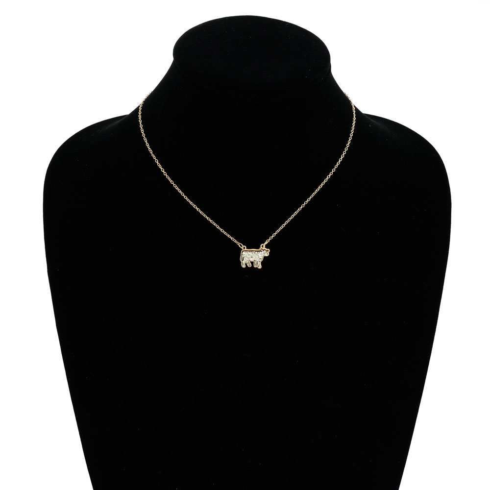 Farm Animal Cow Druzy Stone Necklace - Image 2