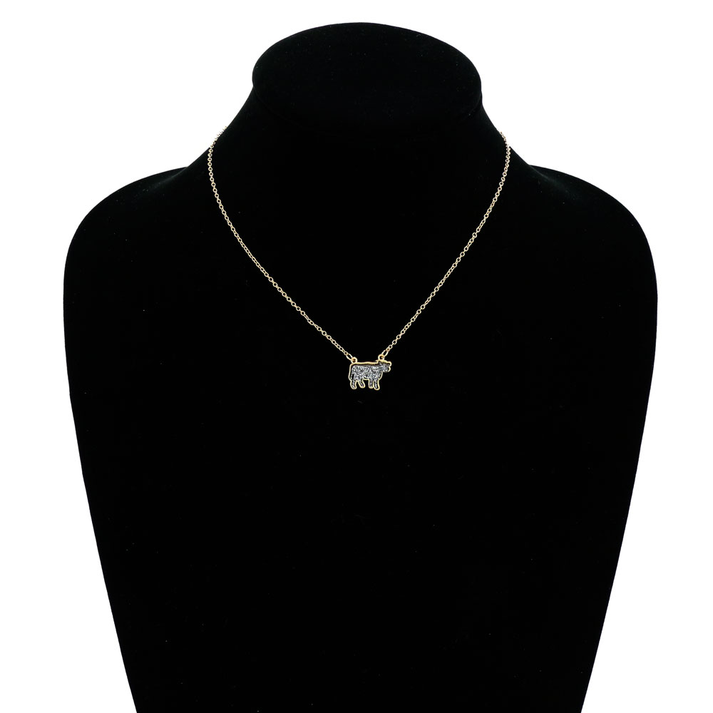 Farm Animal Cow Druzy Stone Necklace - Image 2