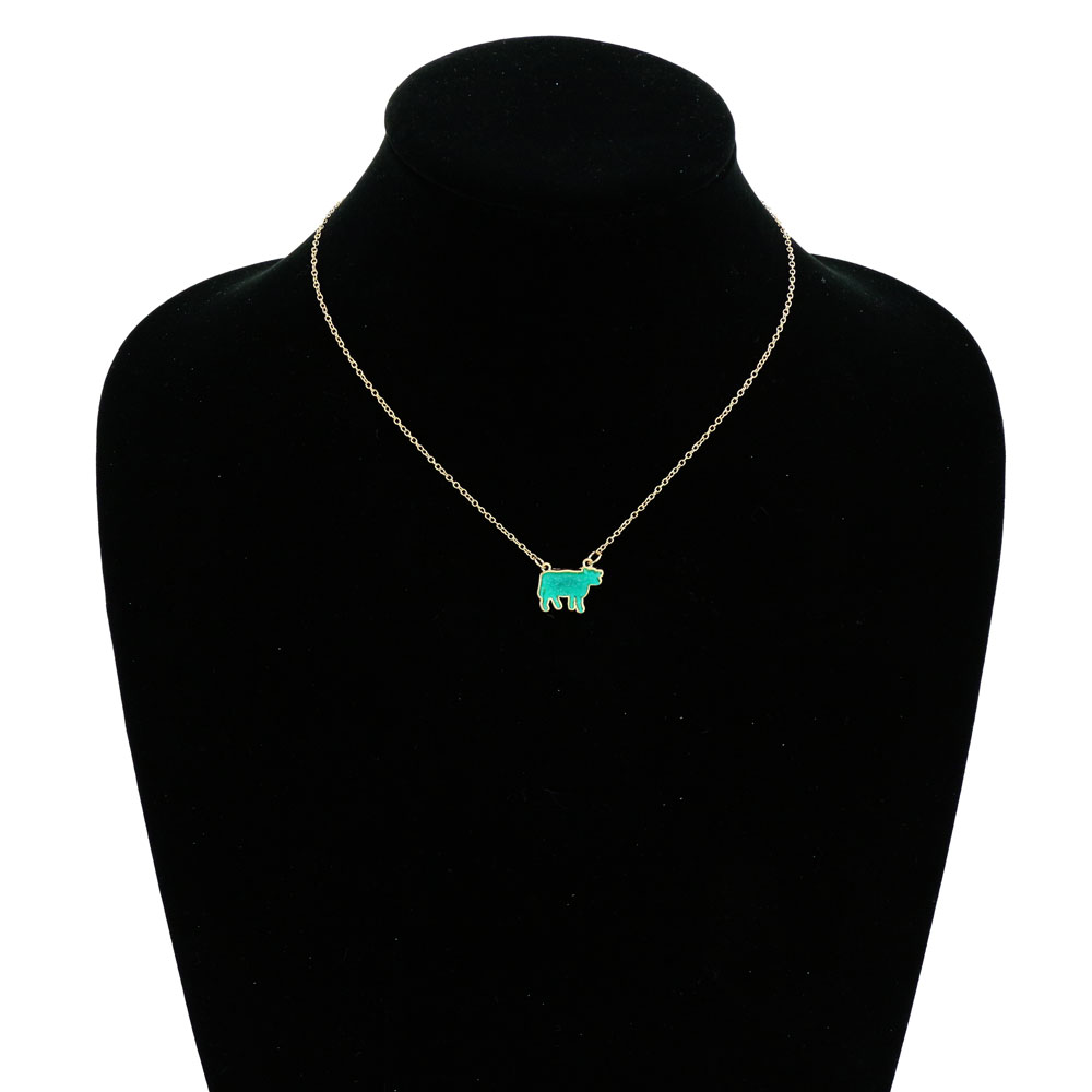 Farm Animal Cow Druzy Stone Necklace - Image 2