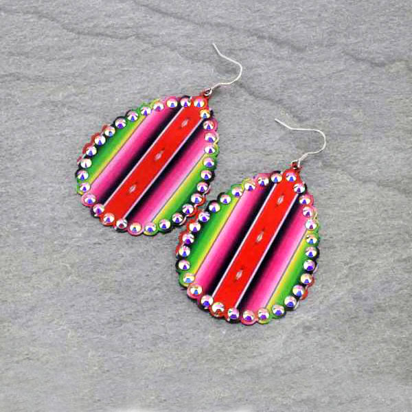 Teardrop Printed Fish Hook Earrings