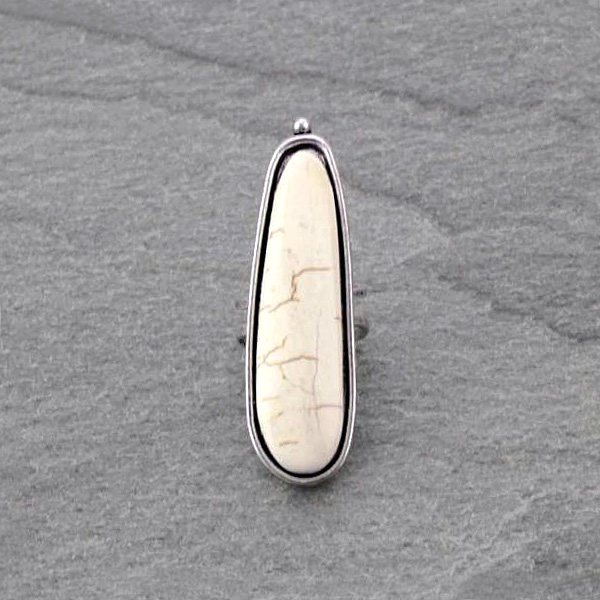 Natural White Stone Ring with Double Band