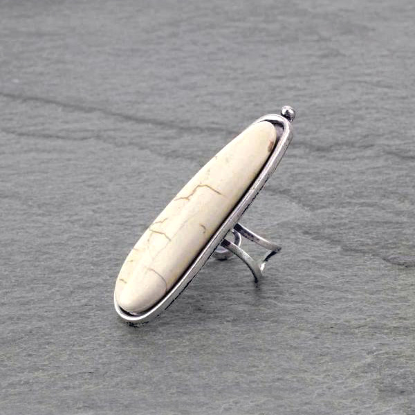 Natural White Stone Ring with Double Band - Image 3