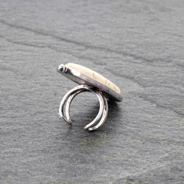 Natural White Stone Ring with Double Band - Image 4