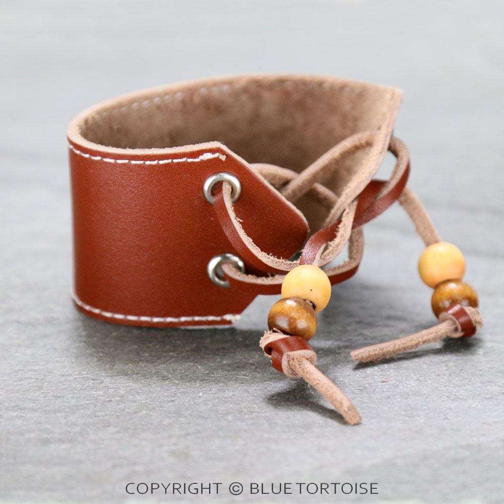 Western Leather Steer Head Pull Tie Bracelet - Image 2