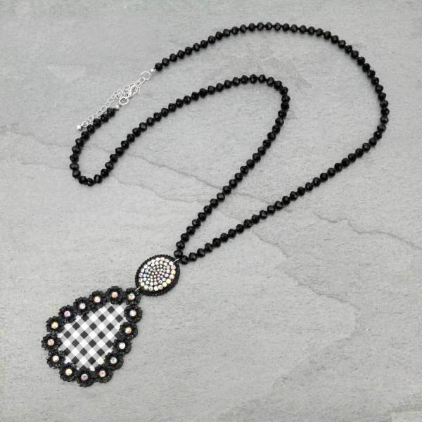 Plaid Pattern pendant Necklace